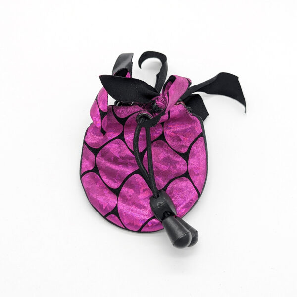 2. Pink Scale Pattern with Black Snakeskin Fabric PocketZ and Black Cord - Image 7